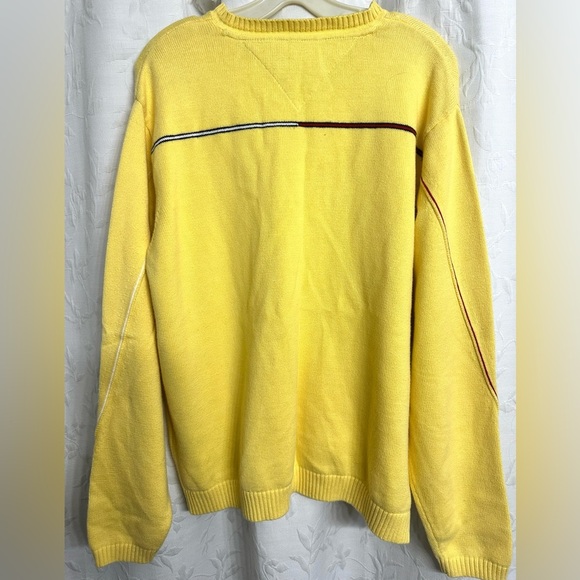Tommy Hilfiger Men Classic Long Sleeves Yellow 100% Cotton V-Neck Sweater Large - Picture 3 of 6